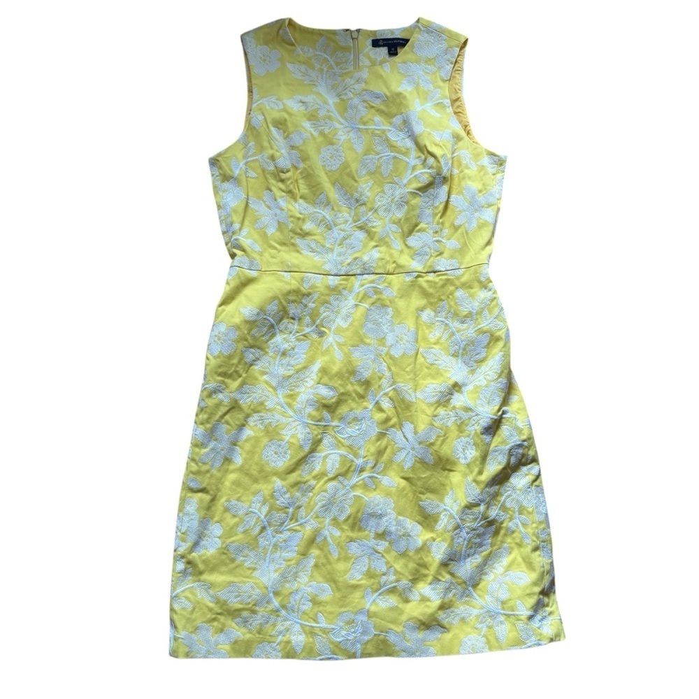 Brooks Brothers Yellow White Floral Dress Womens Size 10P Petite Short Sleeveles - Picture 1 of 5
